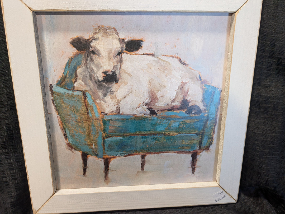 Whimsical cow potato print artwork, ideal for adding character to home decor.