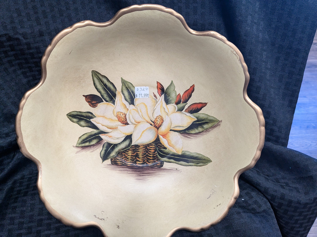 magnolia flowered large serving or decorative bowl