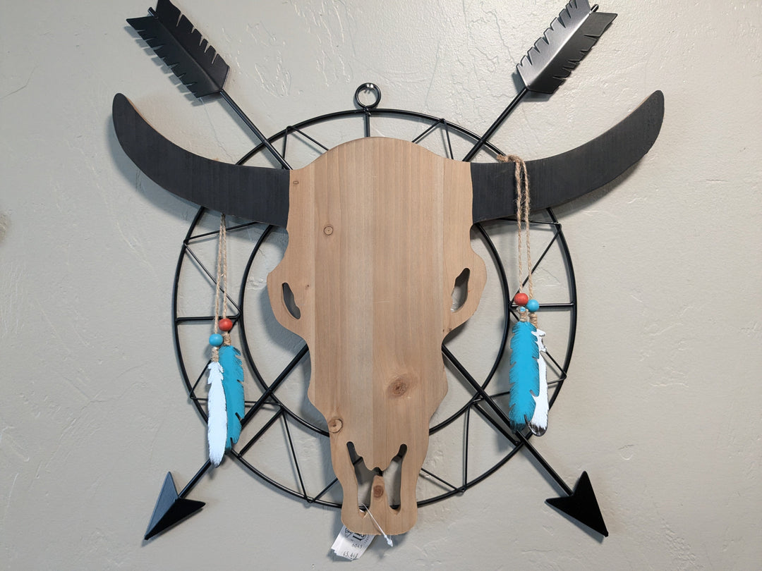 skull and arrows wall art