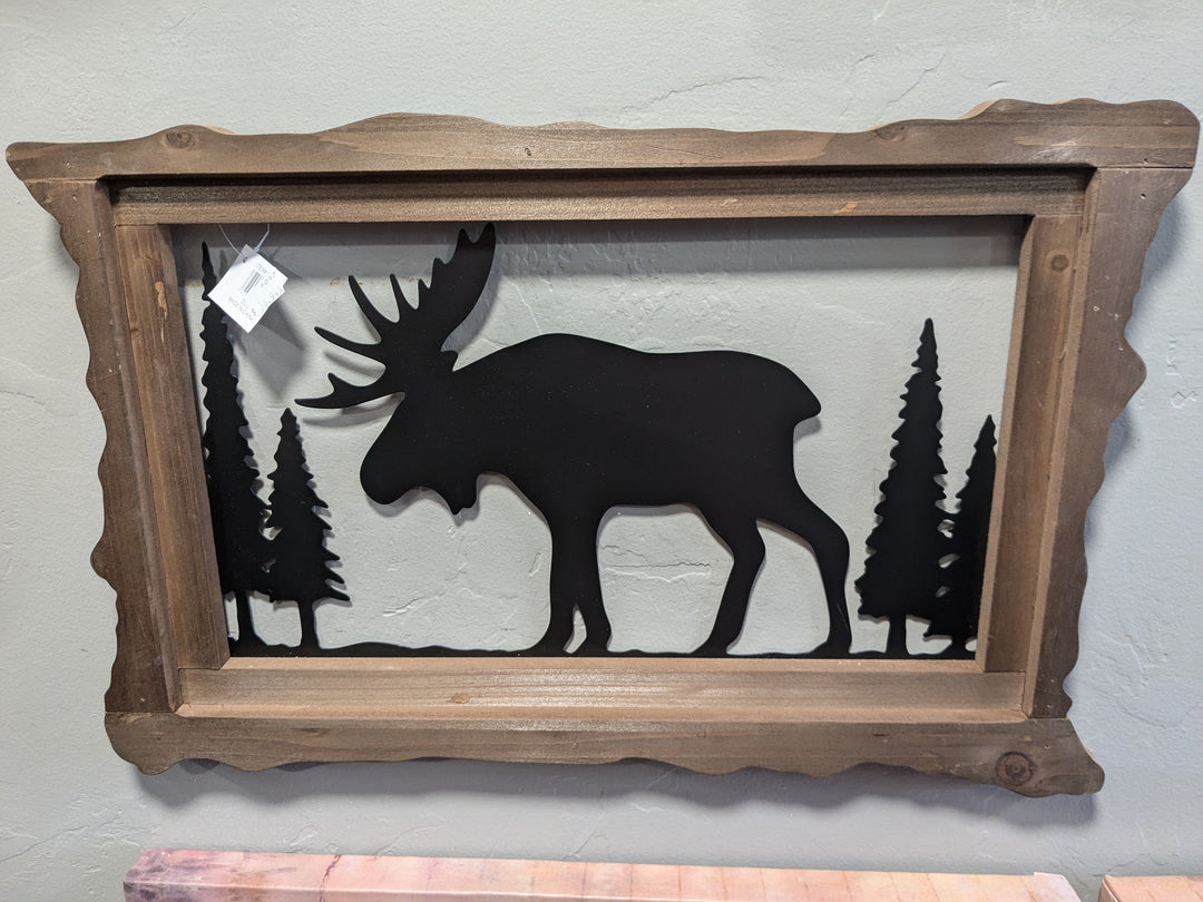 moose silhouette metal and wood wall art