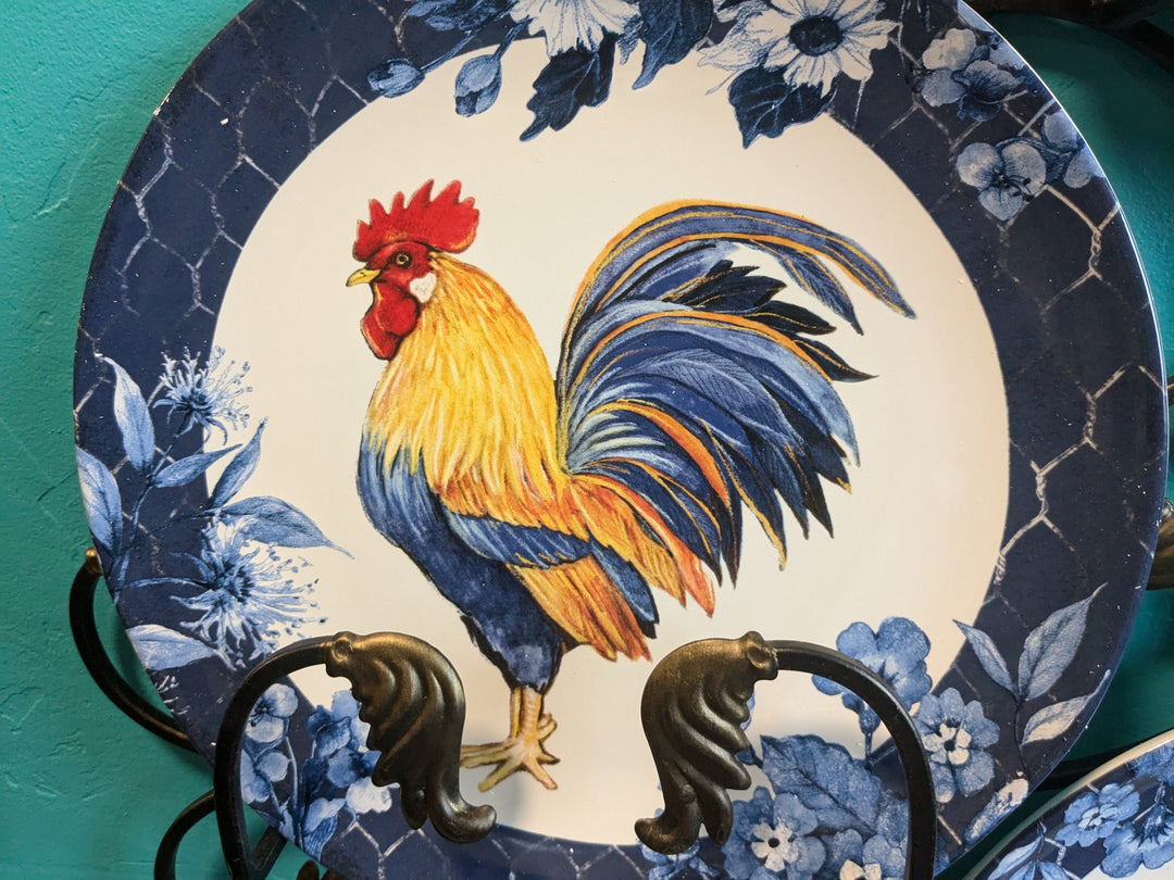 4 plate set roosters