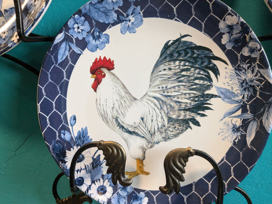 4 plate set roosters