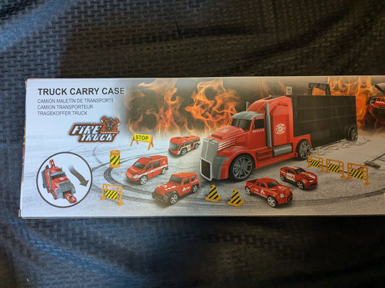 First Responders firefighter trucks carrying case